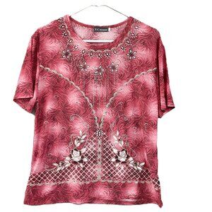 T-C Fashion Woman's Top Size XL. Short Sleeve, Pullover, Gold Glitter Design